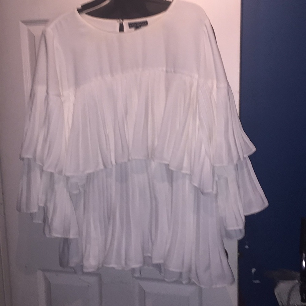 Lane Bryant white layered blouse